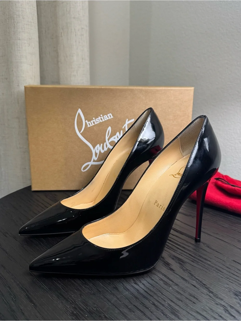 Christian Louboutin Black Patent Leather Pumps with Red Soles